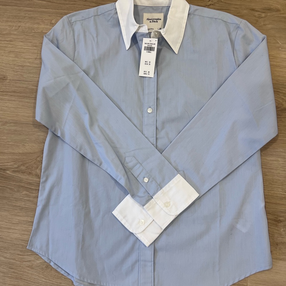 Abercrombie & Fitch Light Blue and White Button Down Shirt